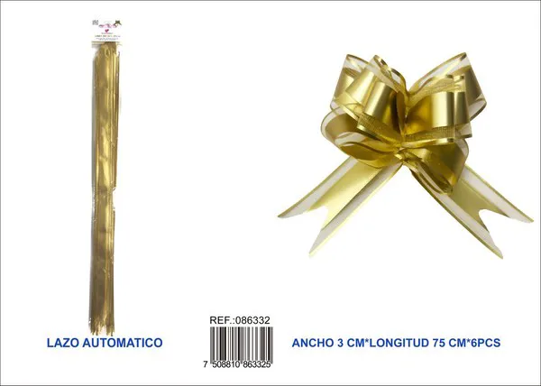 Guirnalda de color liso de 3x75 cm, 6 piezas, color dorado