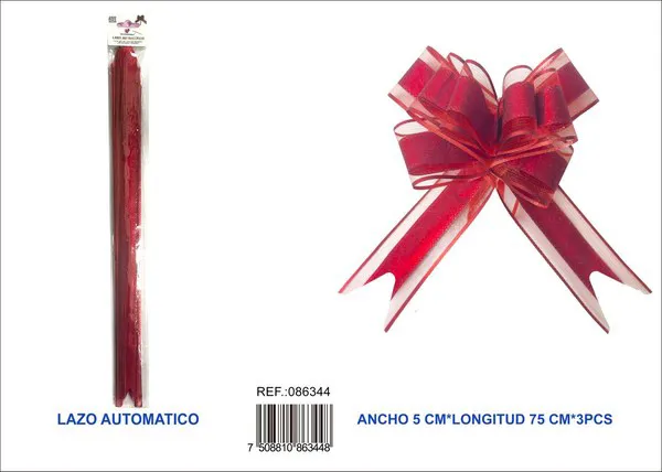 Guirnalda de escarcha de 5x75 cm, 3 piezas, color rojo