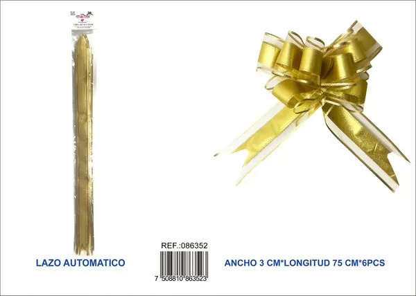 Guirnalda de escarcha de 3x75 cm, 6 piezas, color dorado