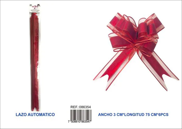 Guirnalda de escarcha de 3x75 cm, 6 piezas, color rojo