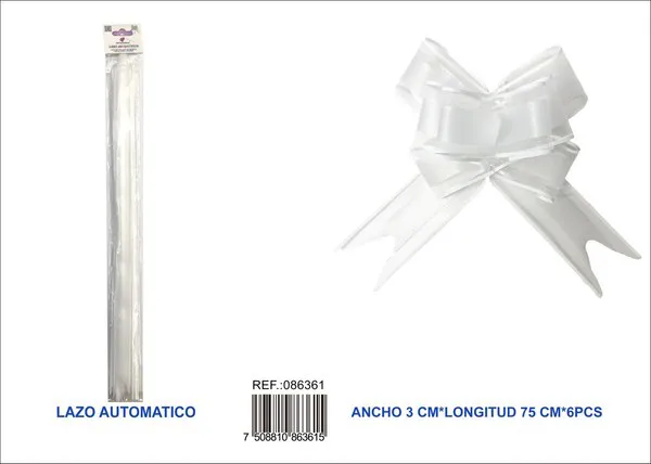 Guirnalda de escarcha de 3x75 cm, 6 piezas, color blanco
