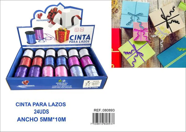 Rollo de cinta lisa de 5 mm x 10 m, caja surtida de colores
