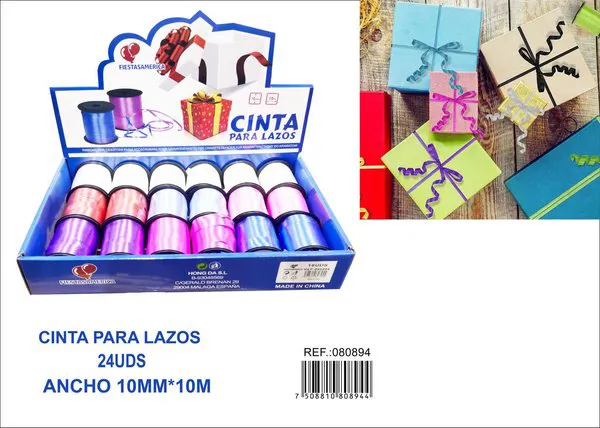 Rollo de cinta lisa de 10 mm x 10 m, caja surtida de colores