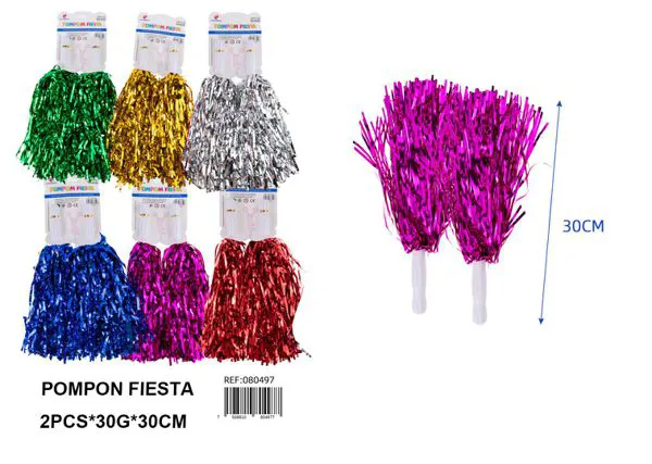 Pompones de flecos de 5 mm de ancho, 30 g, 30 cm, 2 piezas