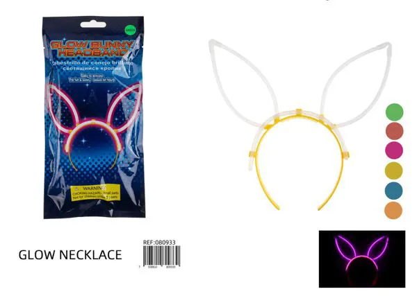Diadema fluorescente de orejas de conejo de 5x200 mm