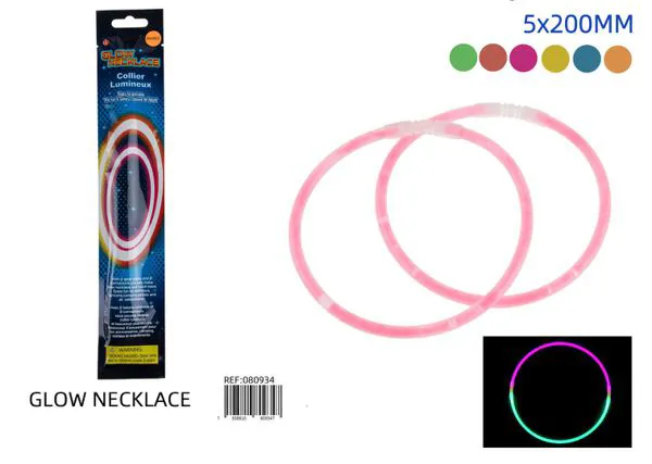 Collares fluorescentes de 5x275 mm, paquete de 2 piezas