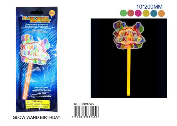 Barra fluorescente recta con texto de cumpleaños en inglés, 10x200 mm