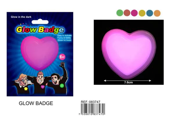 Prendedor fluorescente de corazón de 7.6 cm