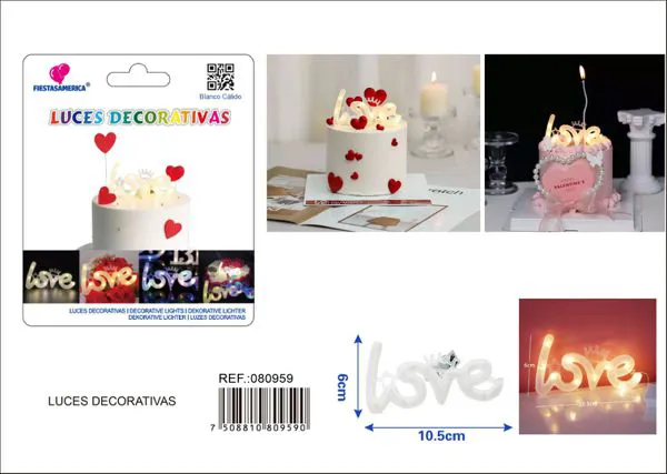 Letrero luminoso LED "LOVE", blanco cálido