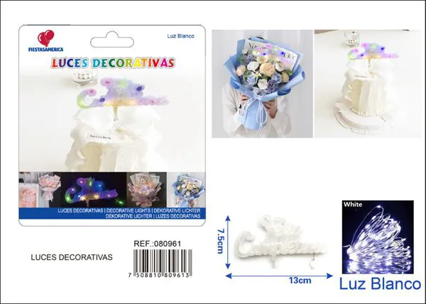 Letrero luminoso "Feliz Cumpleaños" en español, blanco frío