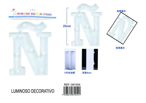 Letra luminosa LED de 22 cm de plástico, letra Ñ