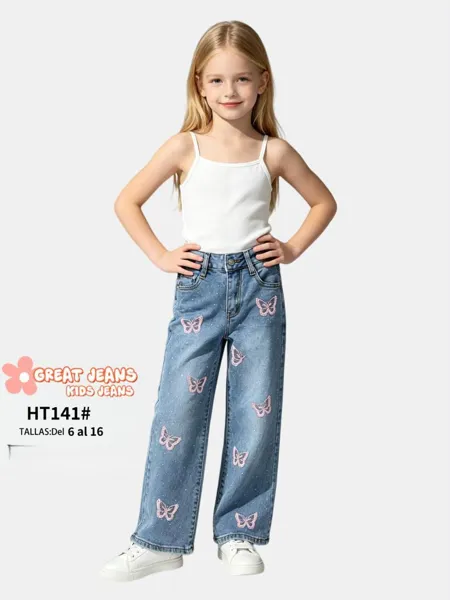 Jeans con estampado de mariposas