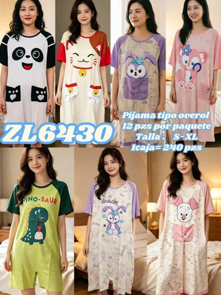 Pijama tipo overol con estampado de personajes
