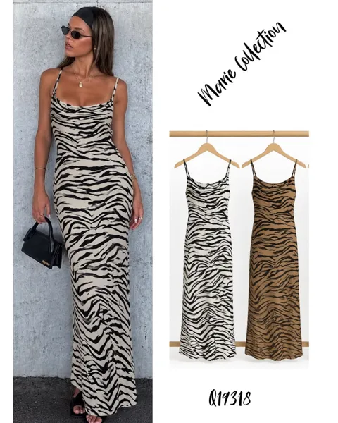 Vestido largo con estampado animal