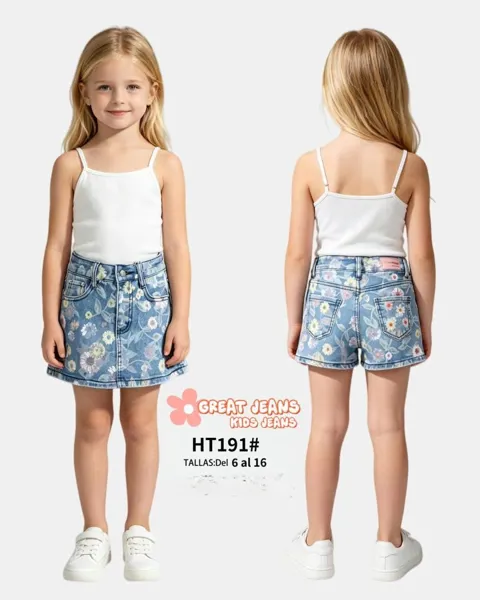 Short de mezclilla estampado
