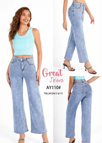 Jeans con estampado de moños