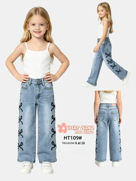 Jeans con detalle de lazos laterales