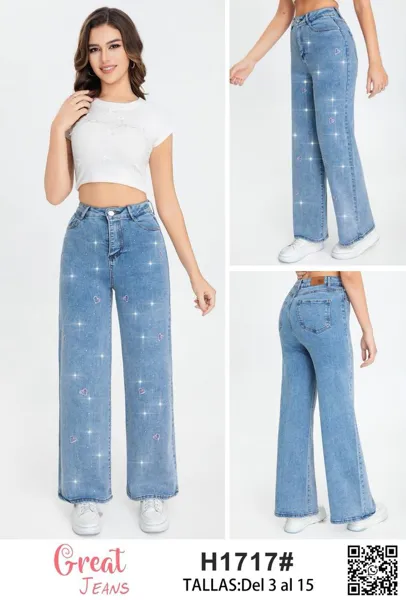 Jeans con estampado de corazones