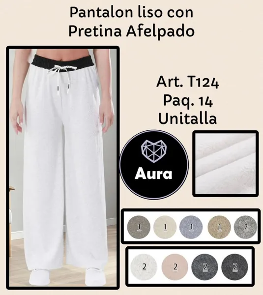 Pantalon liso con pretina afelpado