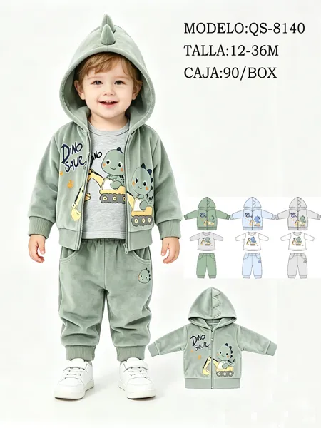 Conjunto de 3 piezas con capucha de dinosaurio para bebé