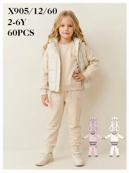 Conjunto deportivo con chaleco acolchado para niña
