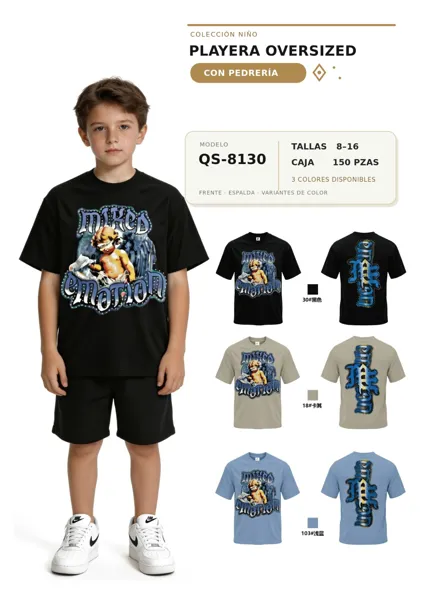 Playera oversized con estampado para niño