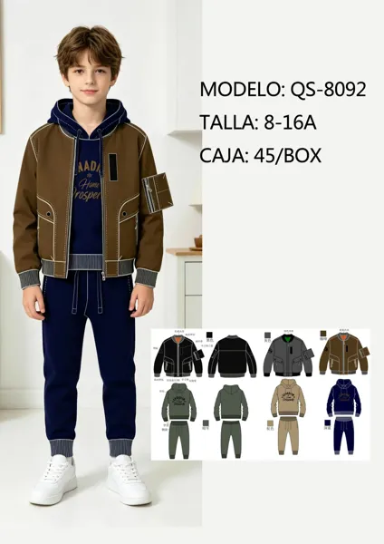Conjunto de chamarra con capucha y jogger para niño
