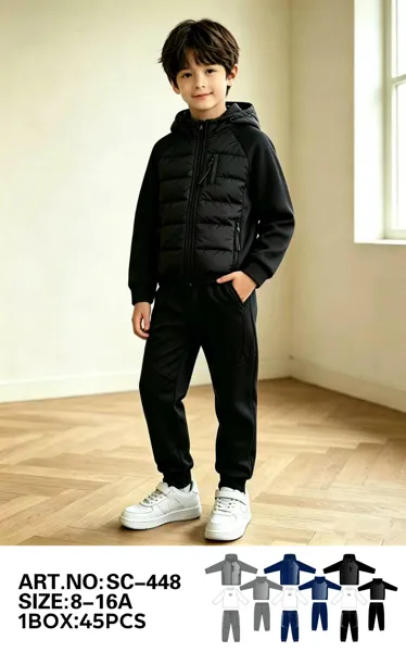 Conjunto de 3 piezas con chamarra acolchada para niño