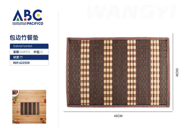 Mantel individual de bambú con ribete 30x45 cm
