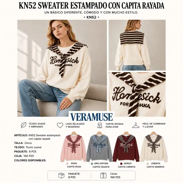 Suéter estampado con capita rayada