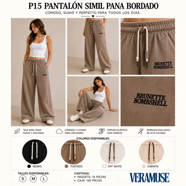 Pantalón de pana bordado
