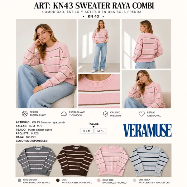 Suéter a rayas combinado