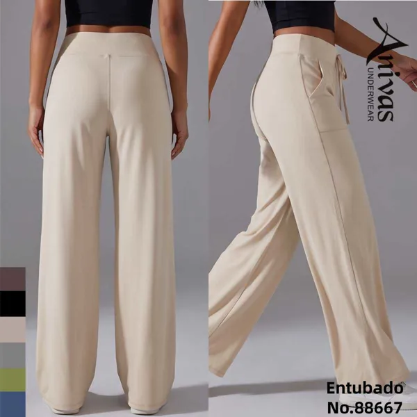 Pantalones deportivos de pierna ancha con bolsillos