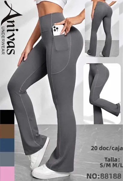 Leggings deportivos acampanados de cintura alta con bolsillos