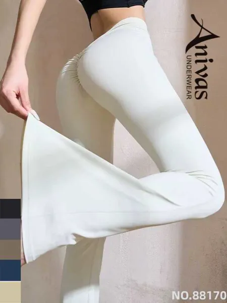 Pantalones deportivos acampanados de cintura alta con realce