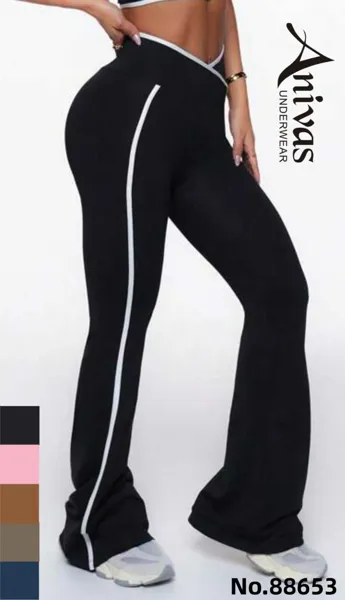 Pantalones deportivos acampanados con franja lateral
