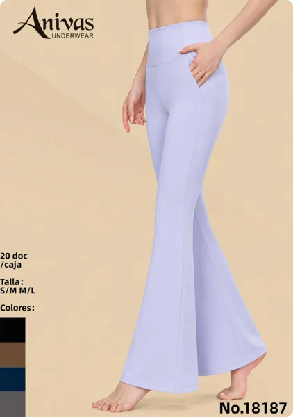 Pantalones deportivos acampanados de cintura alta con bolsillos