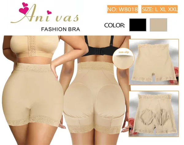Faja moldeadora tipo short de cintura alta con realce y encaje
