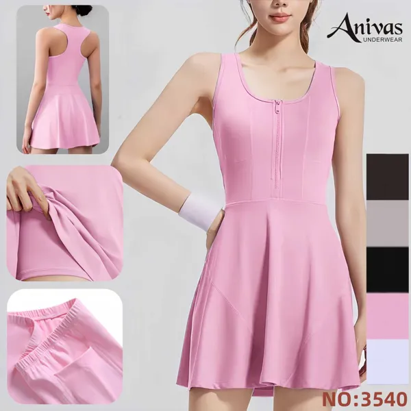 Vestido deportivo tipo tenis con cierre y short interior