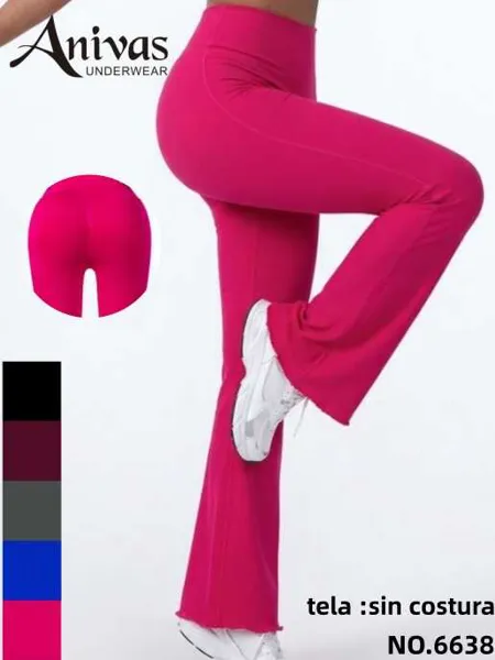 Pantalones deportivos acampanados sin costuras de cintura alta