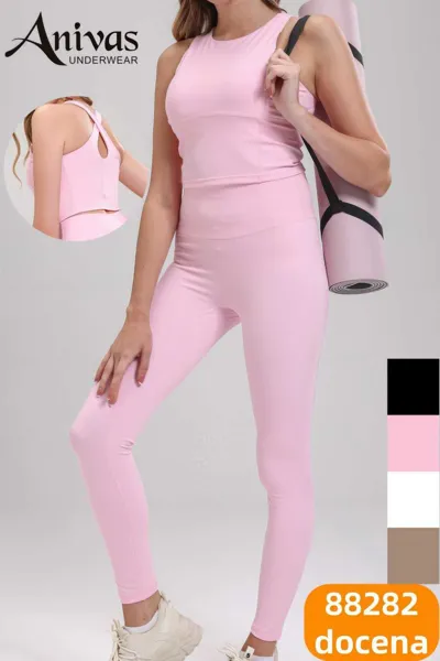 Conjunto deportivo de top sin mangas y leggings de cintura alta