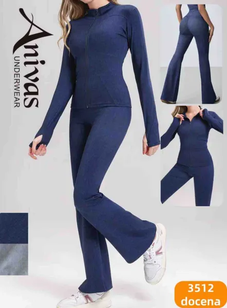 Conjunto deportivo de chaqueta con cierre y pantalon acampanado