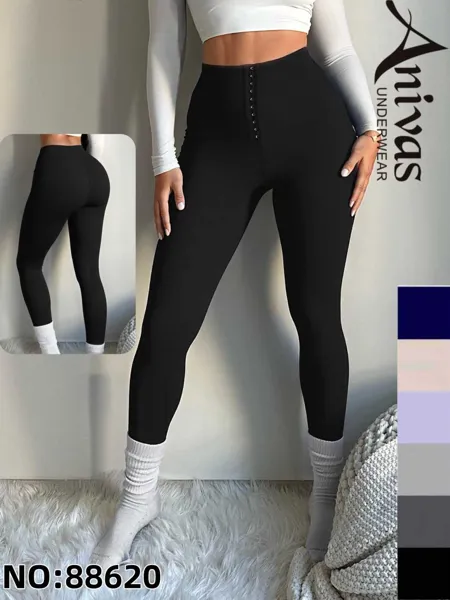 Leggings deportivos de cintura alta con broches tipo corsé