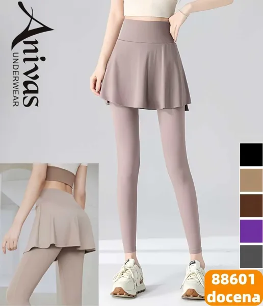 Leggings deportivos de cintura alta con falda superpuesta