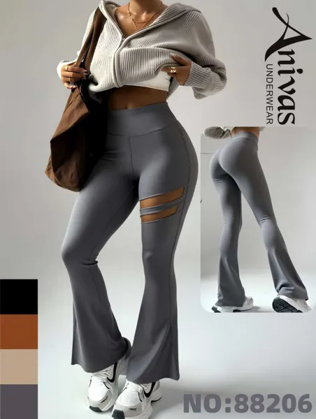Leggings deportivos acampanados de cintura alta con aberturas