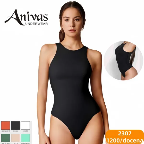 Body deportivo cuello alto sin mangas tipo tanga