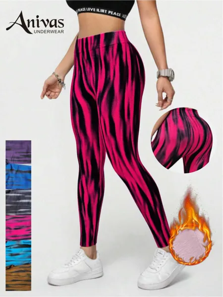 Leggings deportivos termicos de tiro alto con estampado animal