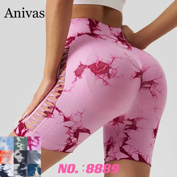 Short deportivo tie-dye de cintura alta con calados laterales