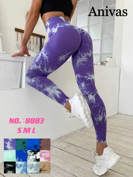 Leggings deportivos efecto tie-dye de cintura alta con realce