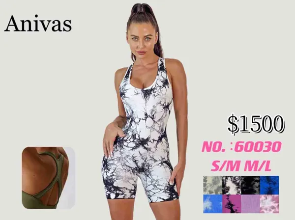 Enterizo deportivo sin mangas con estampado tie dye